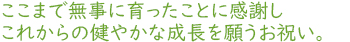 ここまで無事に育ったことに感謝しこれからの健やかな成長を願うお祝い。
